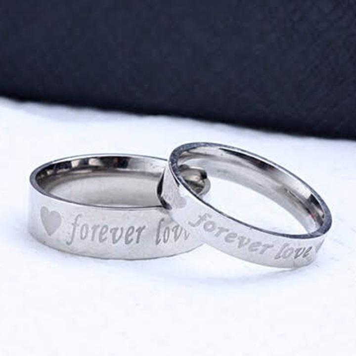 Nhẫn cặp inox forever love cao cấp NC137