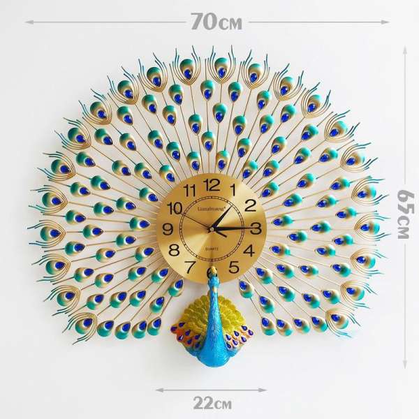 Đồng hồ trang trí khổng tước khoe sắc - chim công cao cấp 3D- 912