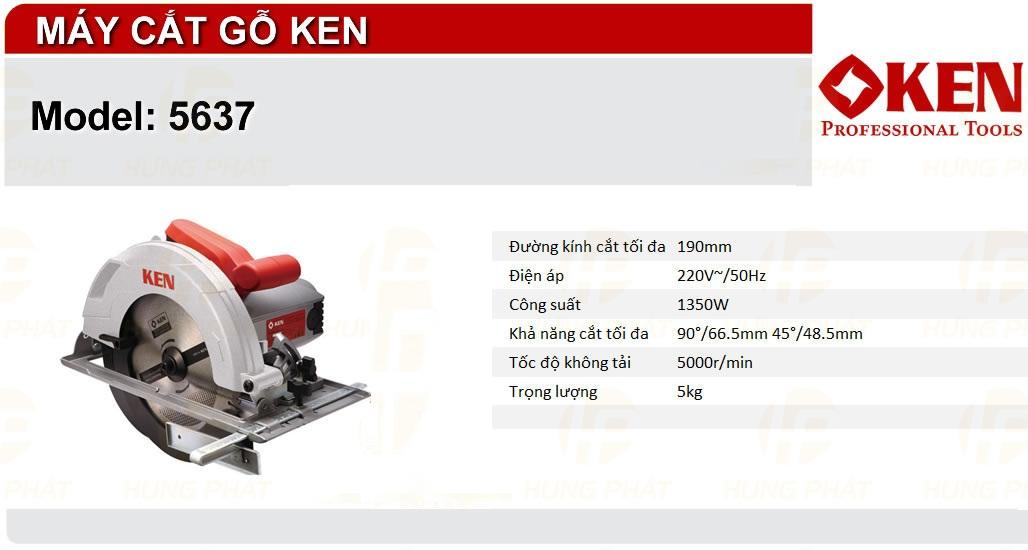 MÁY CƯA ĐĨA 185MM-1350W KEN 5637 (KÈM CHỔI THAN)