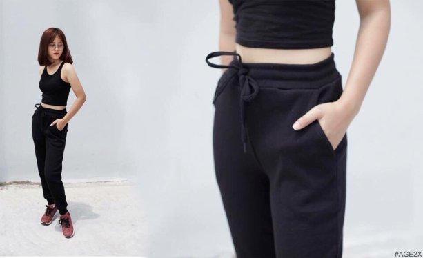 Quần Nữ Dễ Thương Jogger Len Tăm