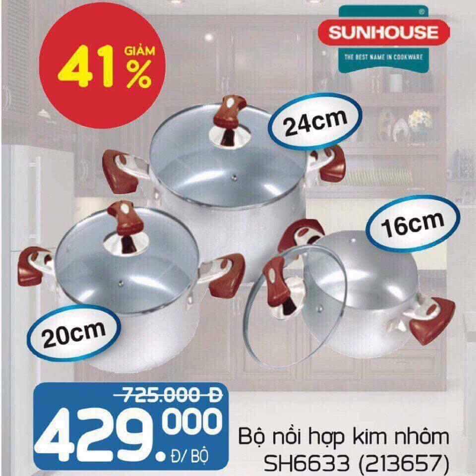 Bộ 3 nồi Sunhouse SH6633