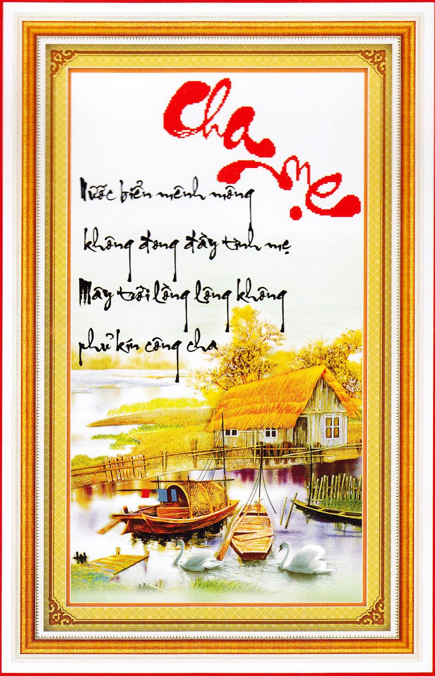 Tranh thêu chữ thập cha mẹ 222656