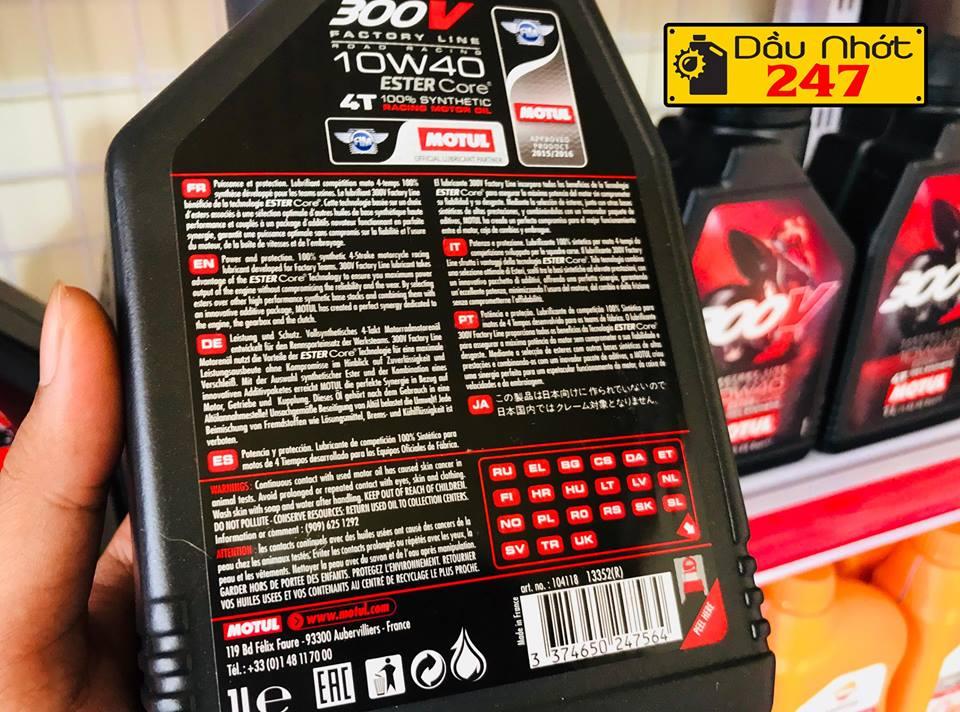 Dầu nhớt Motul 300v 10w40 (Tem 3 lớp)