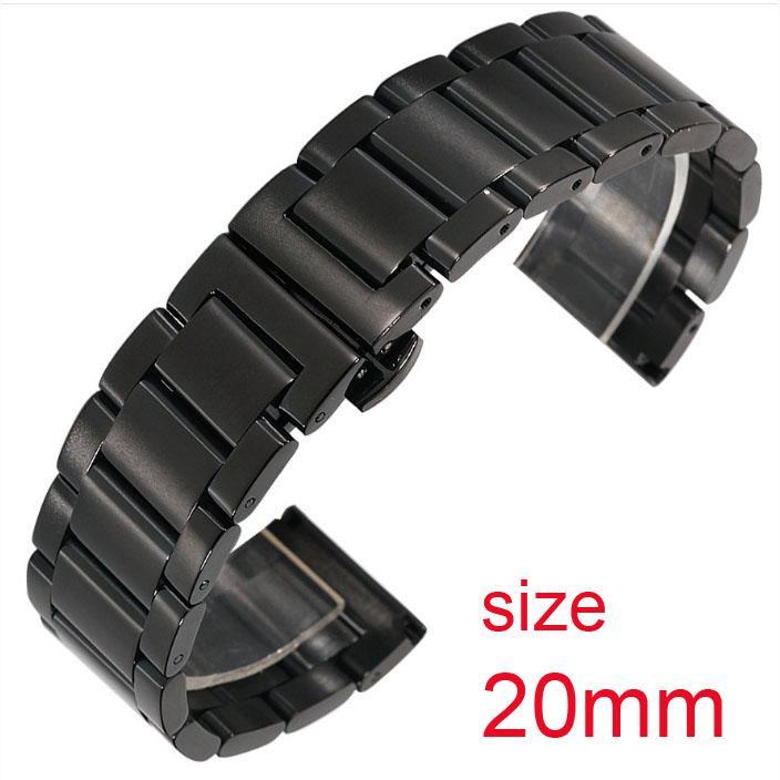 [HCM]Dây đeo đồng hồ thép không gỉ đúc đặc size 20mm (Đen)