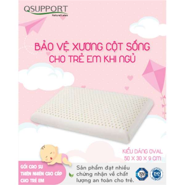 Gối cao su cao cấp cho Bé QSupport - Loại in hình (kèm vỏ gối )