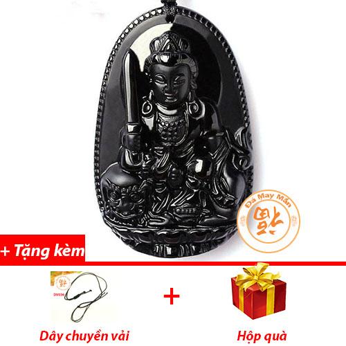Mặt dây chuyền phật bản mệnh văn thù bồ tát đá hắc ngà