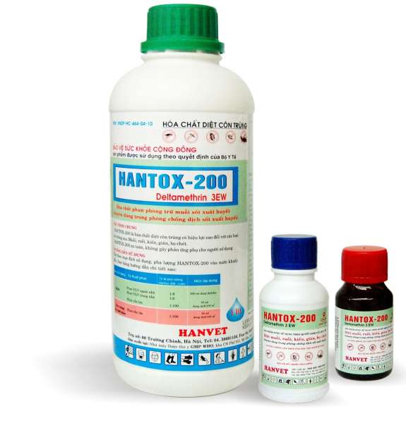 Hantox 200  (chai 1 lít) Chuyên gia diệt Muỗi ruồi, kiến gián, diệt ve bọ chét và côn trùng gây hại cho người và gia súc (HoaMy A 433)