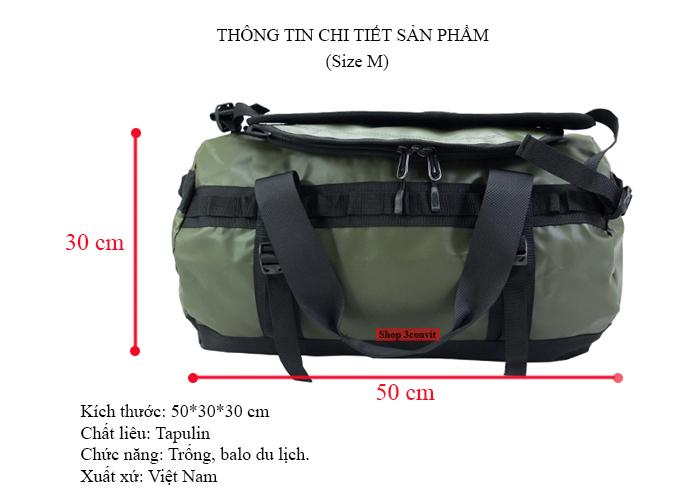 Túi Trống, balo TNF Duffel Bag (Size M) 50*30 cm