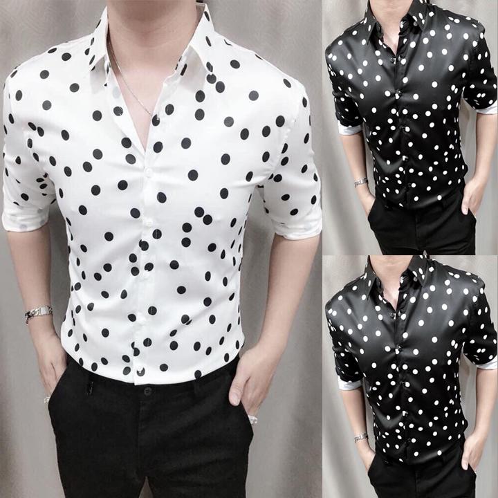 Áo sơ mi nam chấm bi in lụa 42