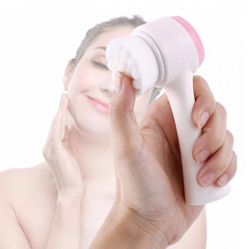 Dụng cụ cọ rửa mặt massage 3D, 2 đầu cầm tay