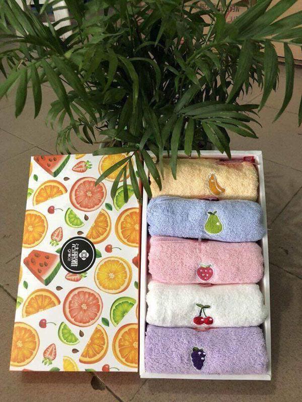 Set 5 khăn mặt hộp hoa quả xuất dư Nhật