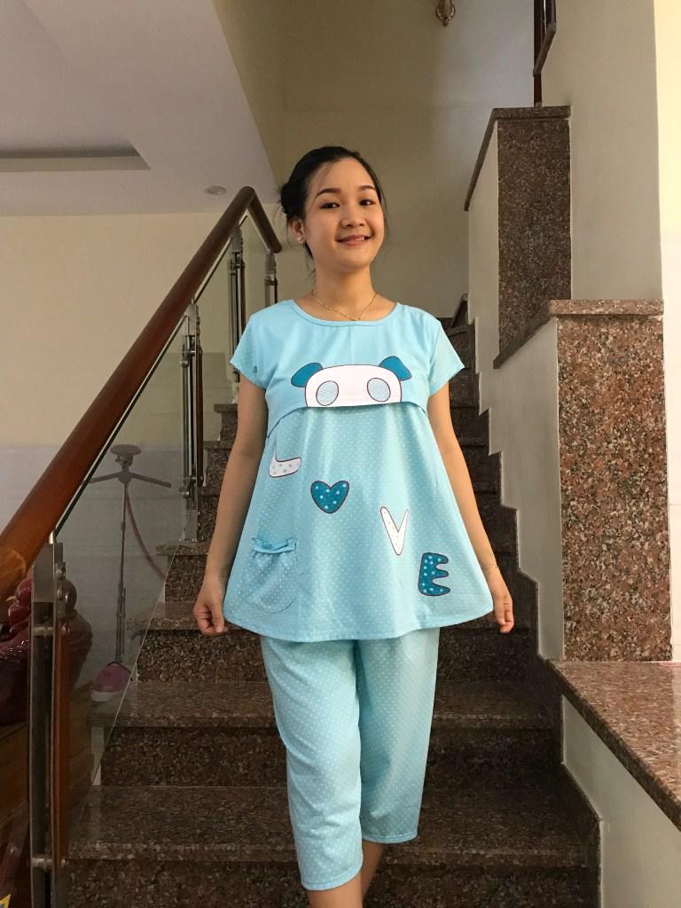 Đồ bộ bầu lửng 2 chức năng gấu (cam)