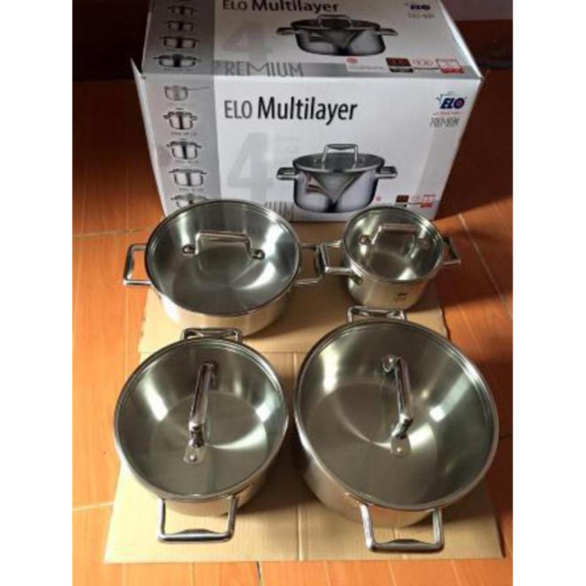 Bộ nồi Elo Multilayer 4 món + Tặng bộ dao thìa dĩa Inox 5 món IronMan