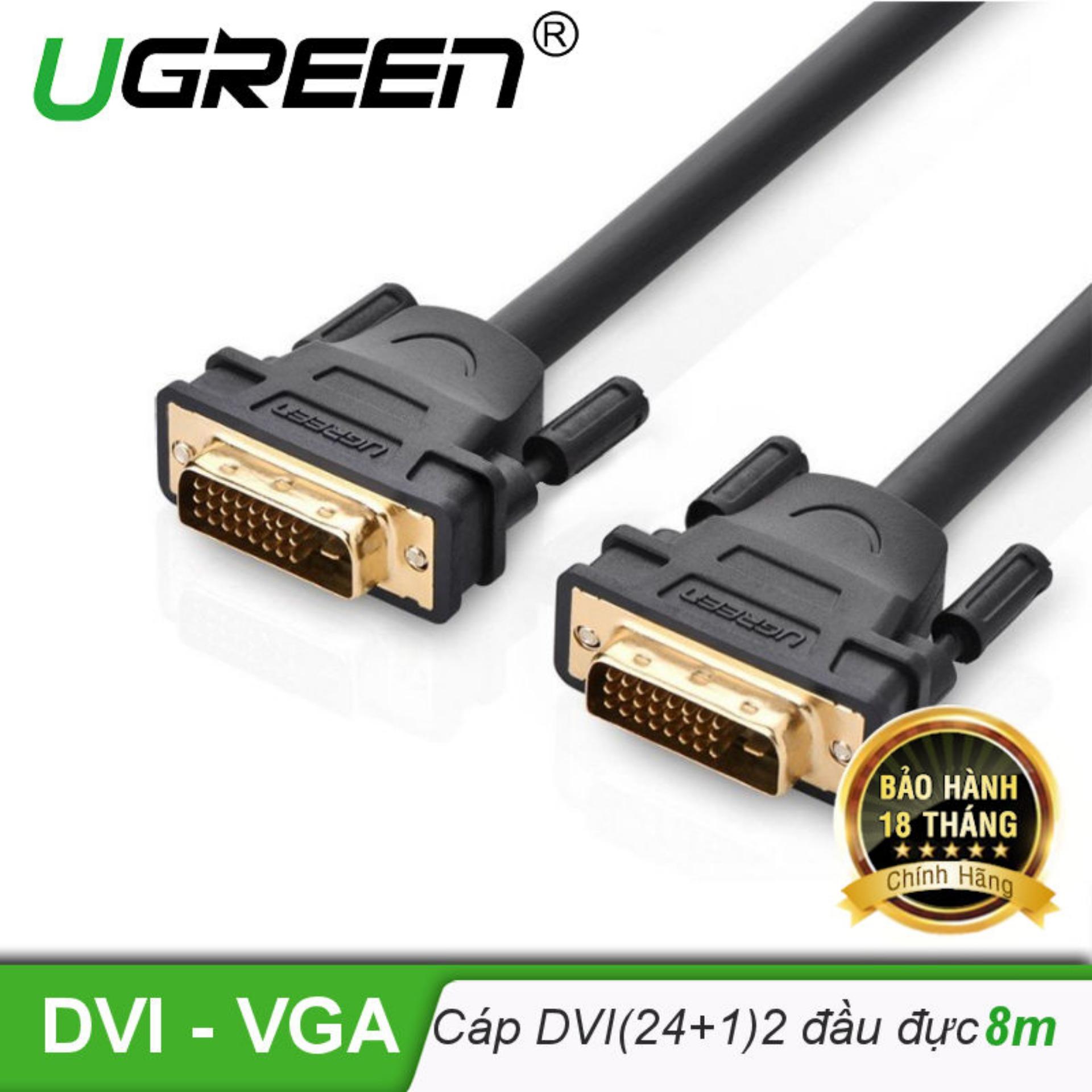 [HCM]Cáp tín hiệu DVI-D (24+1) 2 đầu đực dài 8m UGREEN DV101 11605