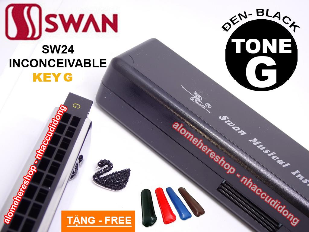 Kèn harmonica tremolo Swan Inconceivable SW24 Key G (Đen)