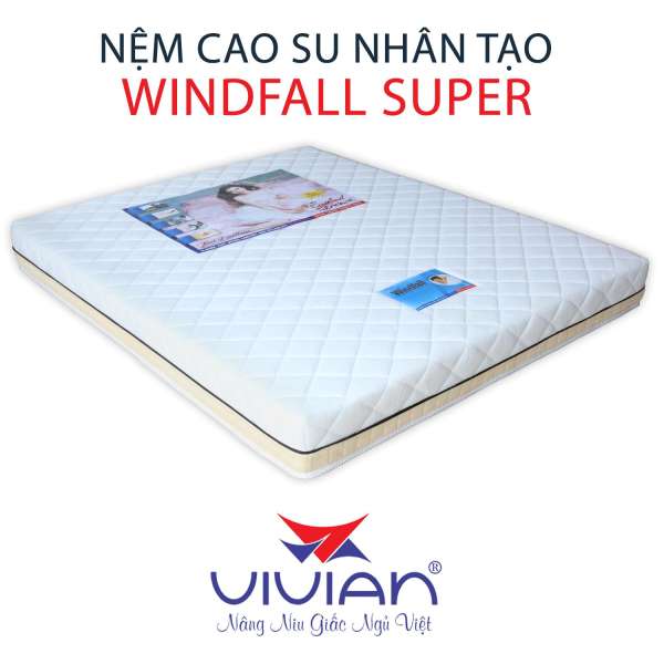 Nệm Cao Su Nhân Tạo Windfall Super VIVIAN (1.6 x 2.0 m) - Màu Trắng Chần Họa Tiết Ngẫu Nhiên