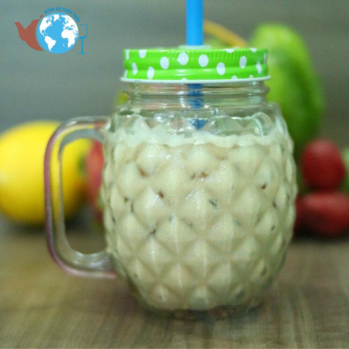 Ly quai thủy tinh trà sữa hình trái thơm 400ml