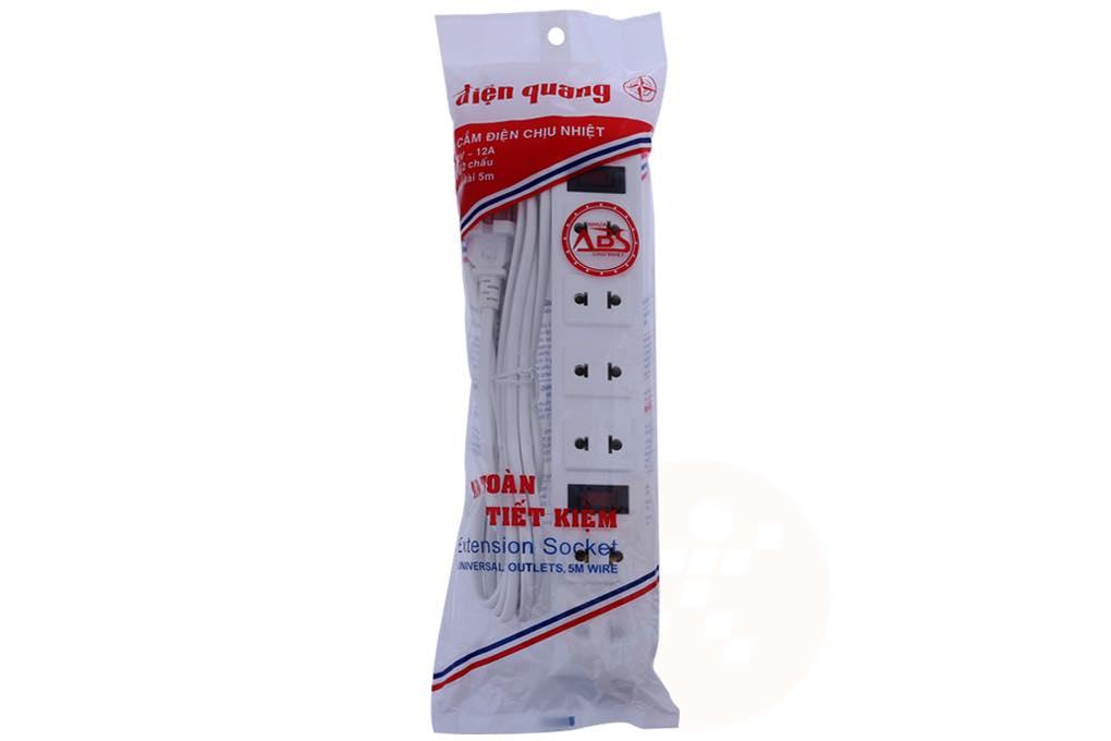 Ổ cắm Điện Quang 6 lỗ 2 chấu dây 5m