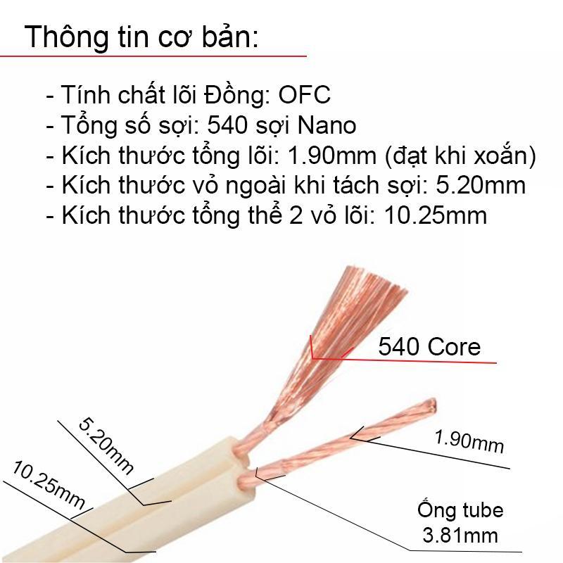 Dây loa Monster XP NW. compact precision stranded high resolution speaker cable with magneric flux tube & LPEdielectric (patent No-4.734.544) 540 core/2 lõi - 2 mét