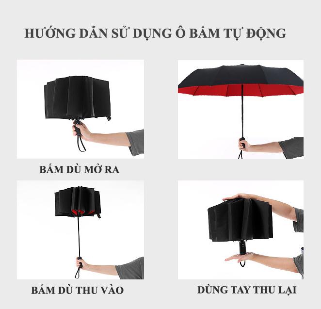 Ô dù tự động 2 chiều 2 lớp chống UV Hưng Việt