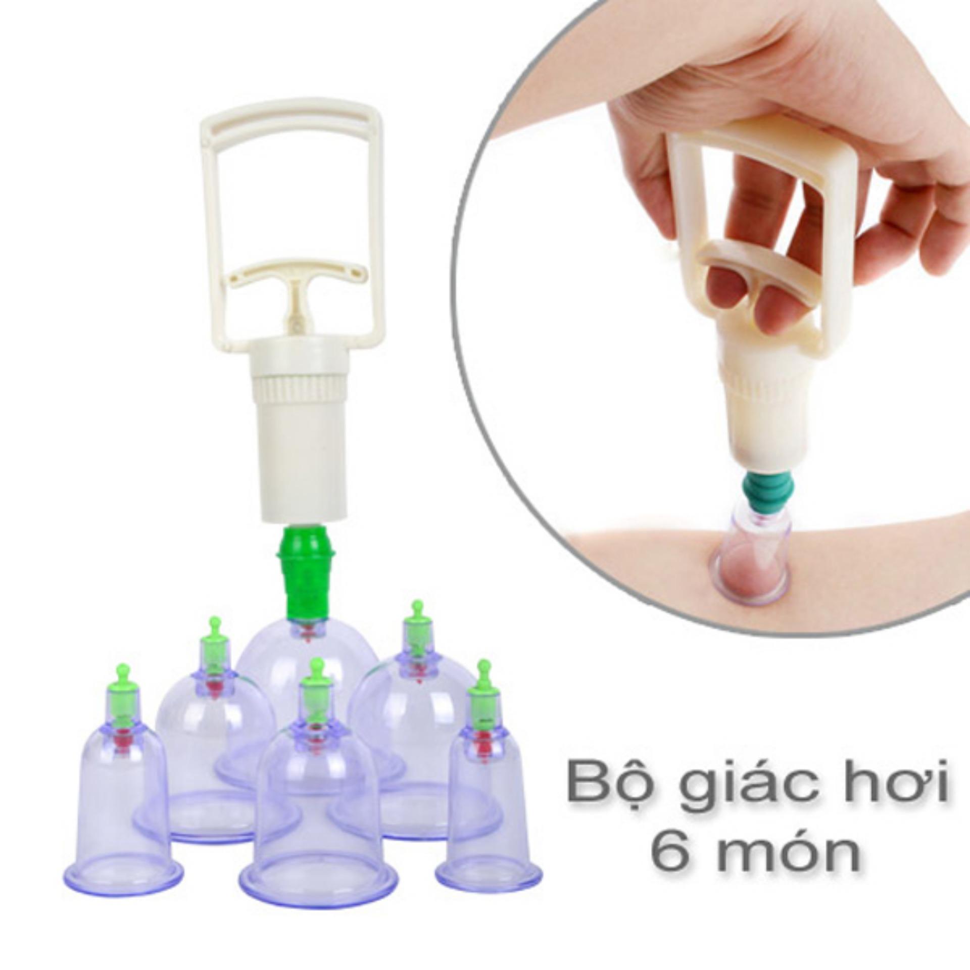 Bộ 6 Ly Giác Hơi Không Dùng Lửa, An toàn, dùng tại nhà, dễ mang theo, giảm mỏi, đau nhức vai, lưng, bắp tay, bắp chân