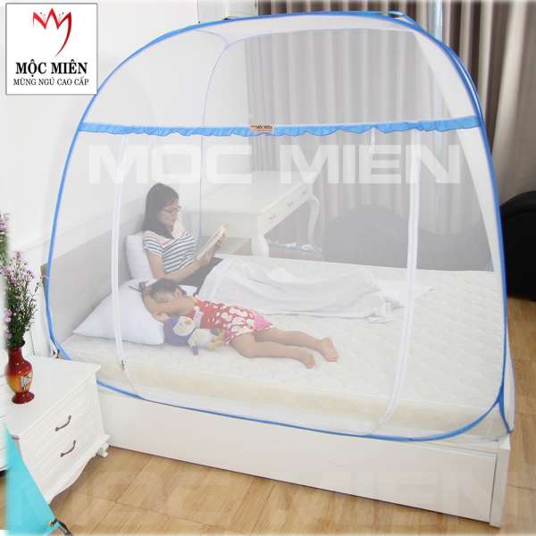 Màn chụp tự bung cao cấp Mộc Miên - Đỉnh Rộng 1m8 x 2m