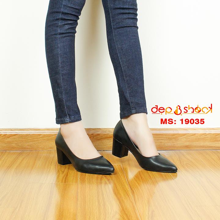 Giày Công Sở 5 Phân Màu Đen Mờ