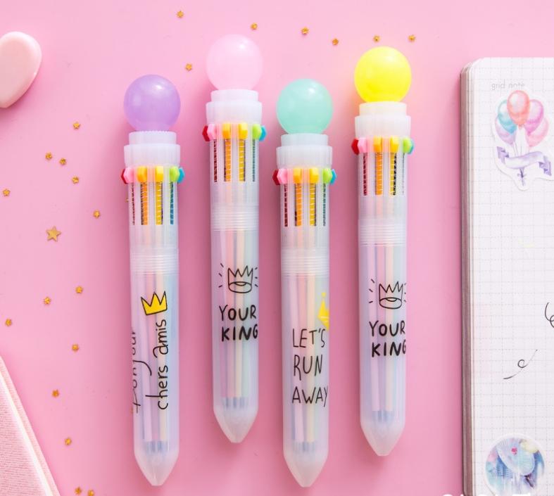 Bút bi bấm 10 màu HS101