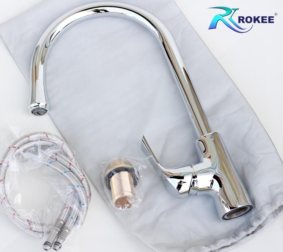 Vòi rửa chén nóng lạnh Rokee - DL104 (Trắng bạc)