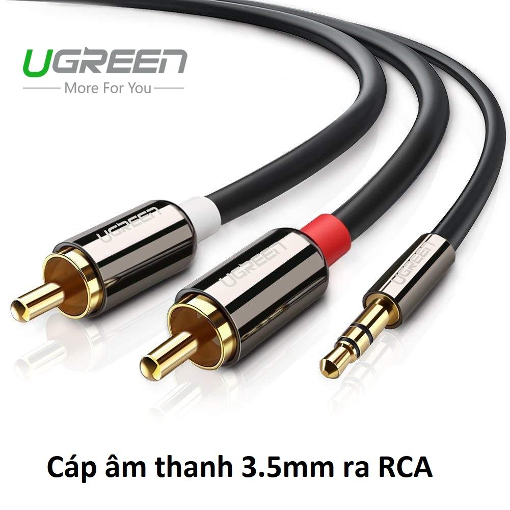 Cáp audio 3.5mm ra rca hoa sen cao cấp 1.5m ugreen 10583