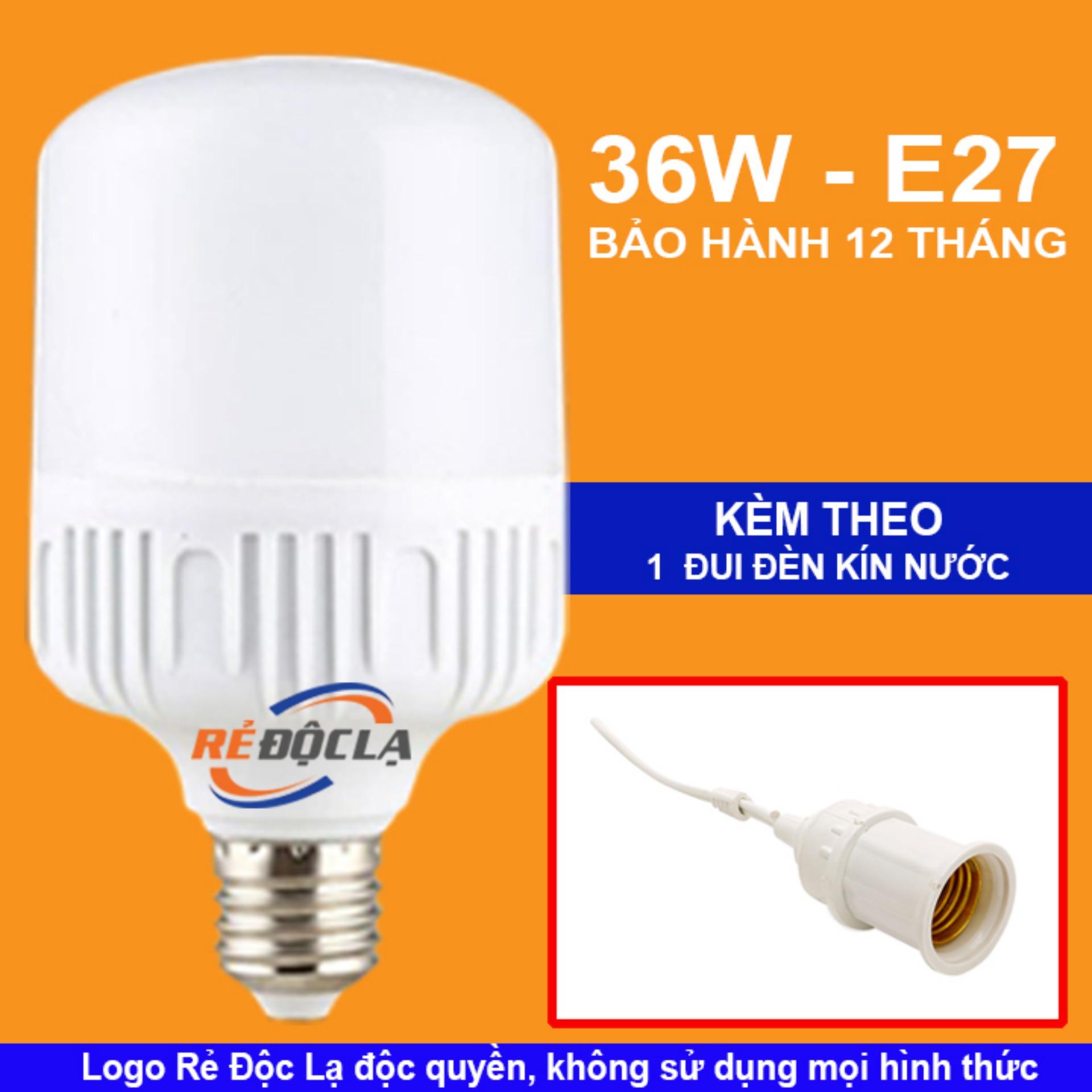 Bóng đèn Led trụ 36W Trắng + Đui đèn kín nước