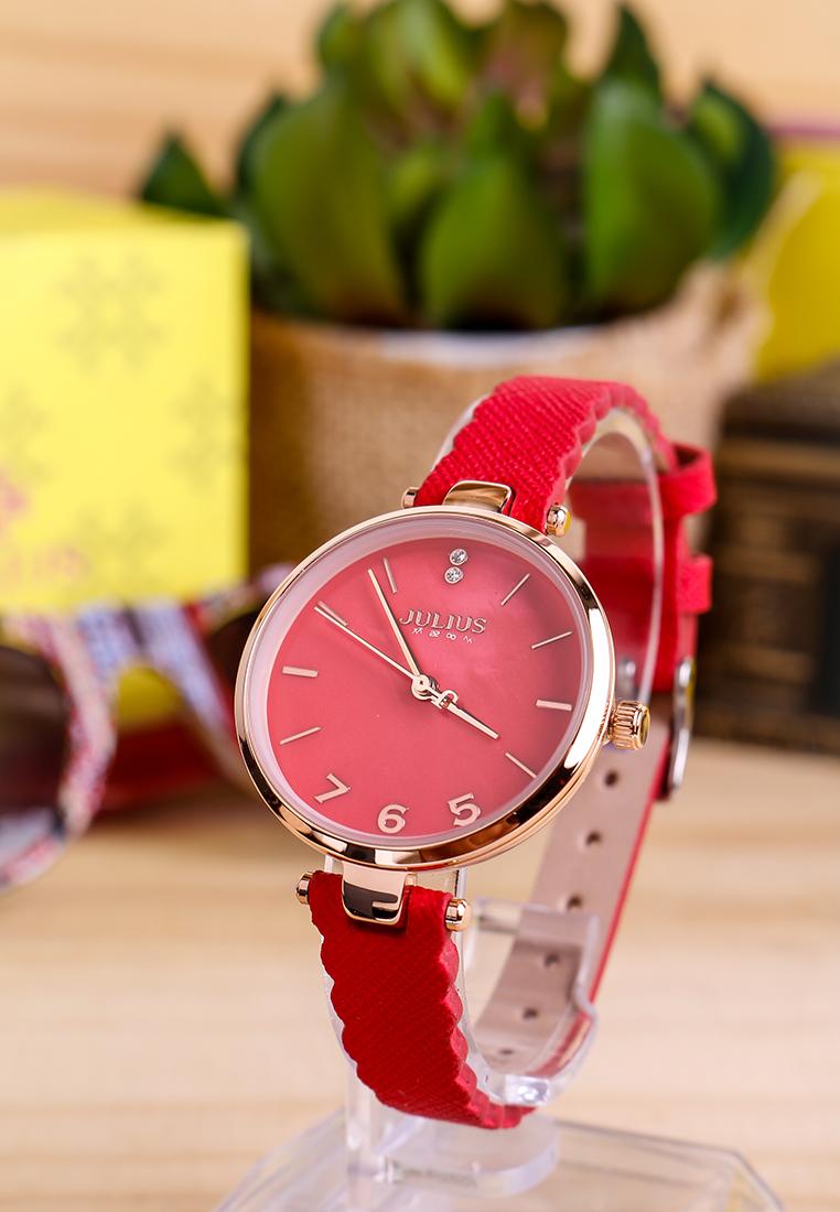 Đồng Hồ Nữ Julius Hàn Quốc Dây Da JA-1096 (Đỏ)