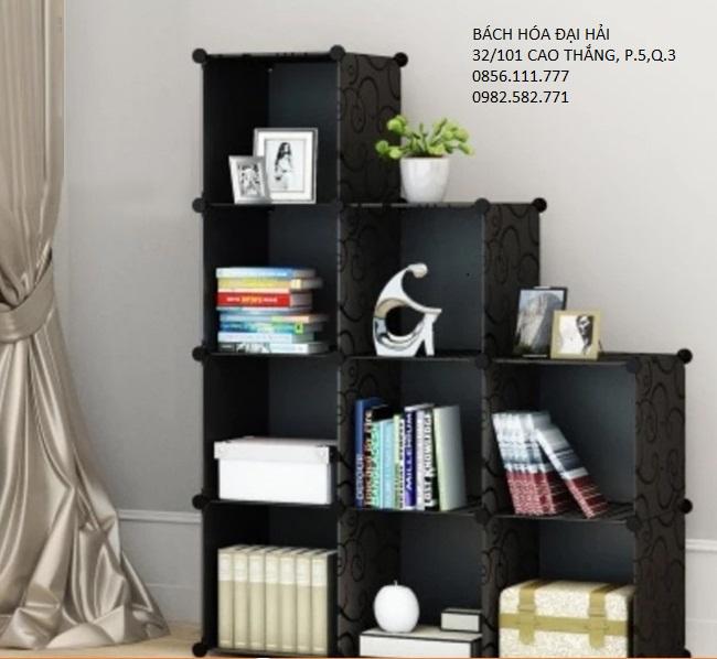 KỆ SÁCH 9 Ô - KỆ ĐỂ ĐỒ ĐẸP - KỆ SÁCH THÔNG MINH LẮP GHÉP ĐA NĂNG - MÀU ĐEN - MỖI Ô CHỊU NẶNG 20kg, Kích thước mỗi ô là 35*35*35cm