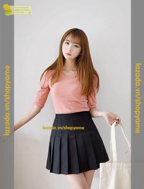 Chân Váy Tennis Xếp Ly Đen Yame