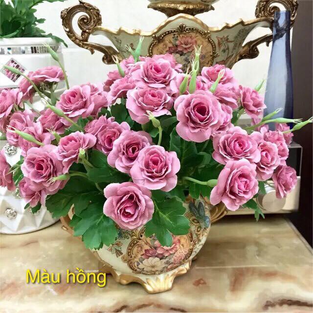 Set 5 cành hoa hồng Hungary, cành 8-10 bông hoa lụa siêu đẹp- Hoa giả cao cấp- Hoa để bàn - Hoa văn phòng- Hoa trang trí
