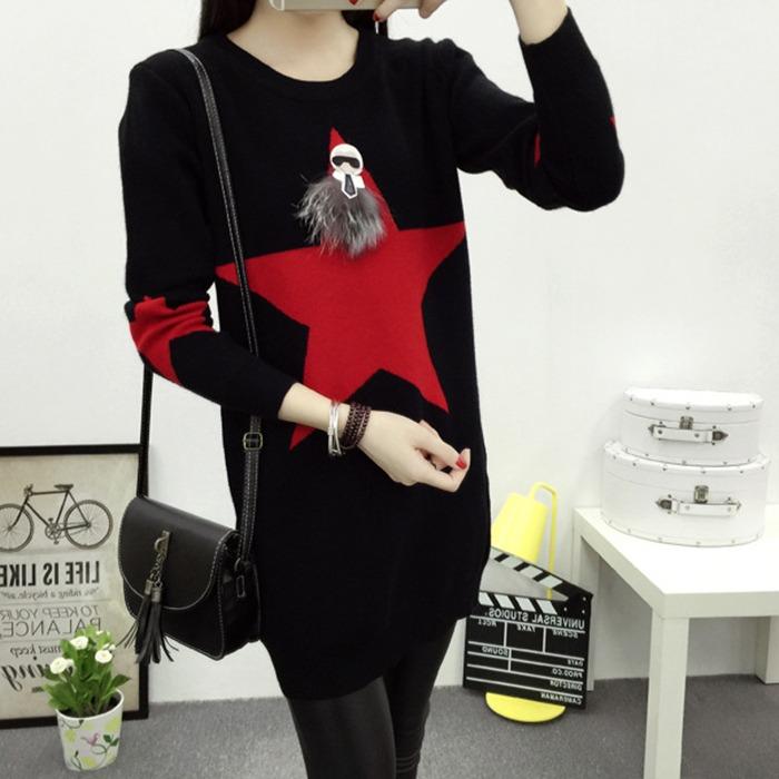 Áo len nữ form dài hình ngôi sao (Size M)