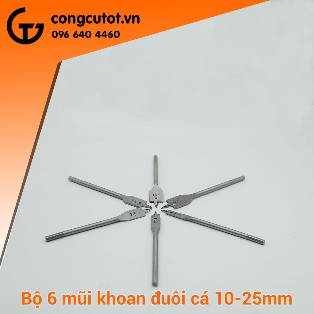 Bộ 6 mũi khoan gỗ đuôi cá 10-25mm