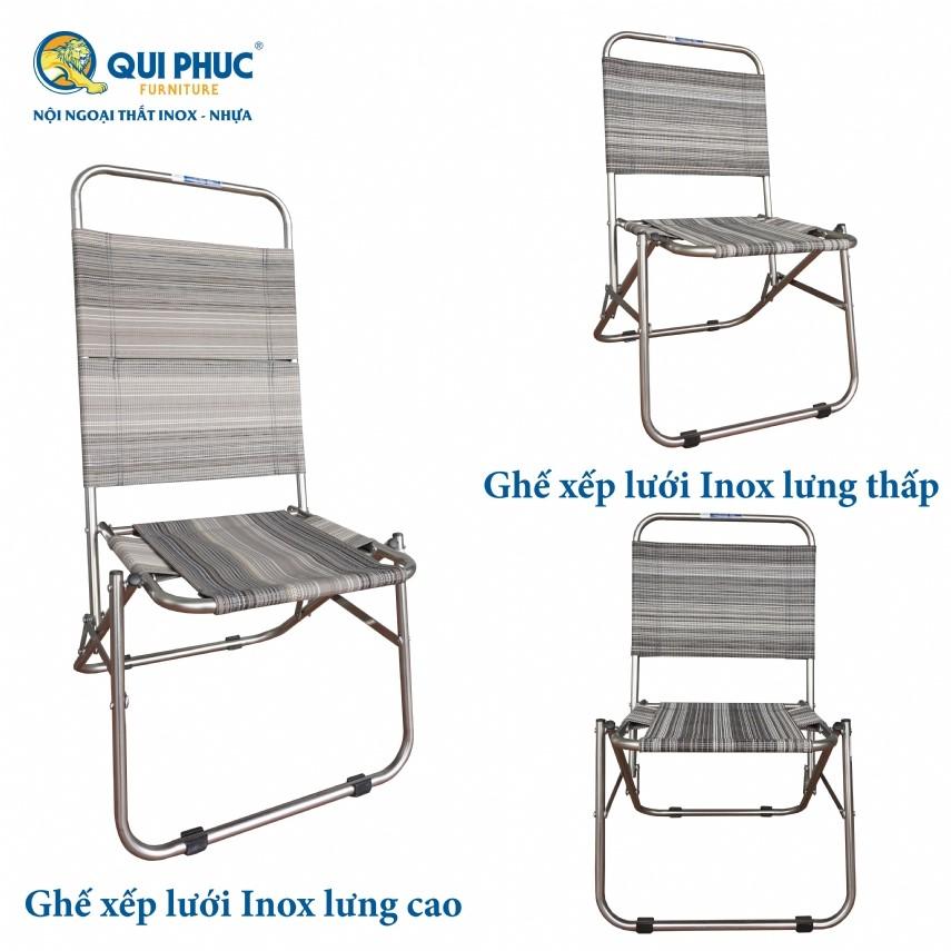 Ghế Xếp Lưới Inox Lưng Cao