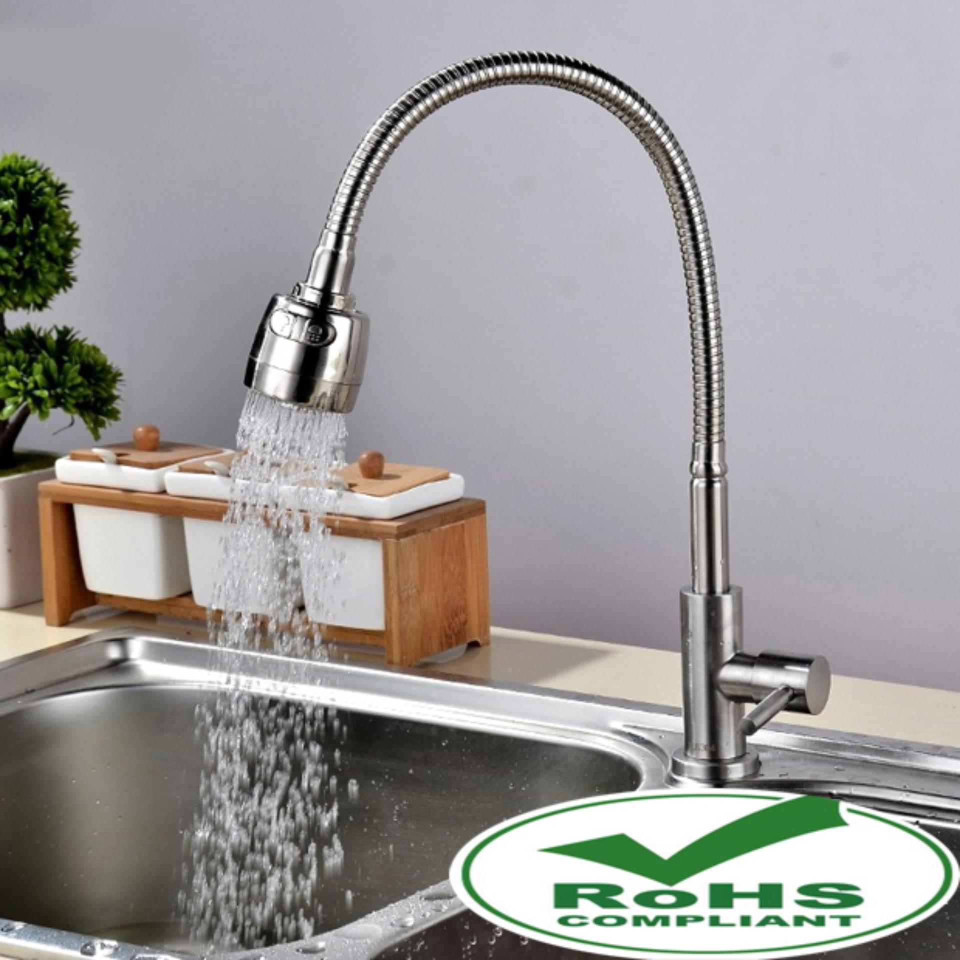 Vòi rửa chén lạnh Inox SUS 304, cần lò xo 6002