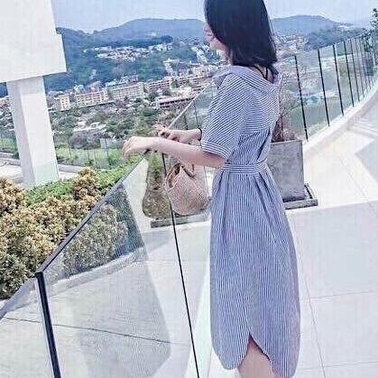 [HCM]Đầm sơ mi sọc xanh ( có hình khác nhà Bo chụp )