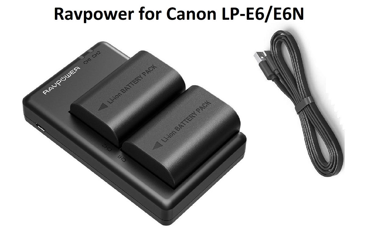 Bộ 02 pin & 01 sạc máy ảnh Ravpower LP-E6/E6N RP-BC003