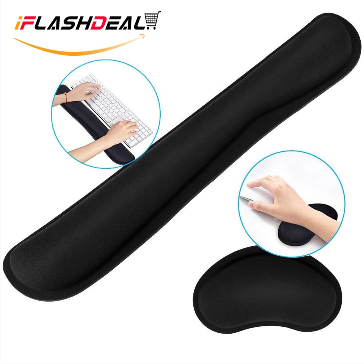 iFlashDeal เมาส์แผ่นรองข้อมือเม้าส์รองรับคอมพิวเตอร์แล็ปท็อป (สีดำ) Mousepads Memory Foam