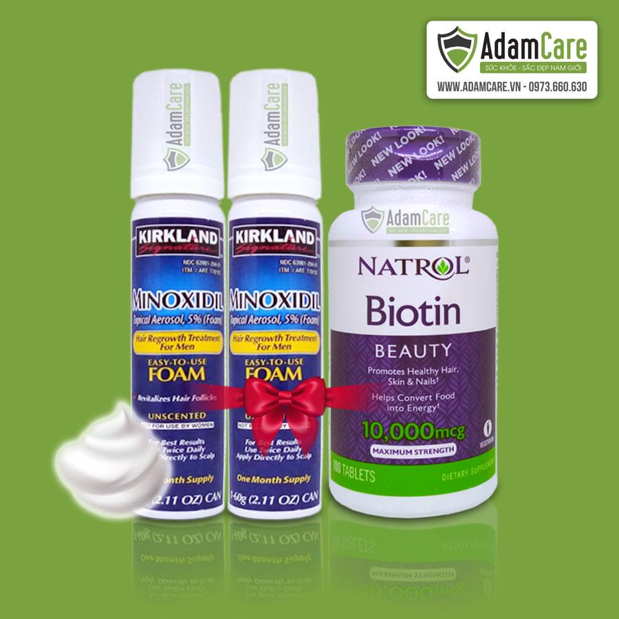 [HCM]Serum mọc râu Combo 2 Minoxidil 5% Foam +1 Biotin