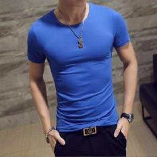 Áo thun nam body cổ tròn vải dày mịn, thấm hút tốt ( xanh da )