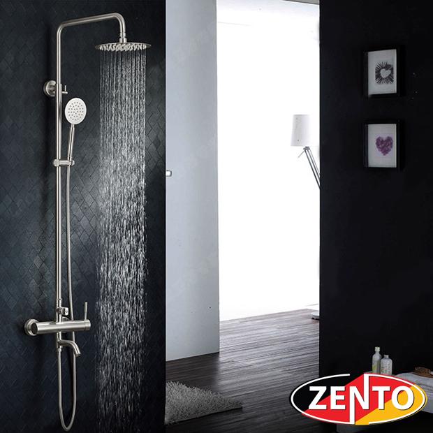 Bộ sen cây tắm nóng lạnh inox Zento SUS8302 + Tặng 1 vòi xịt vệ sinh Zento ZT5116-1 (Trắng)