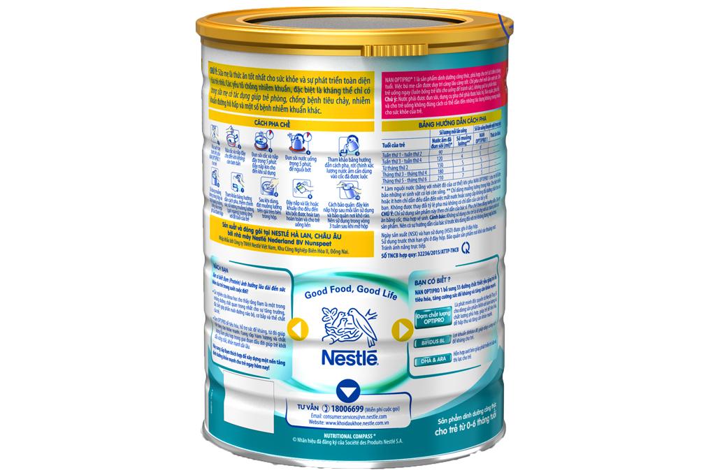Sữa bột Nestle NAN Optipro số 1 lon 800g (cho bé 0 - 6 tháng tuổi)