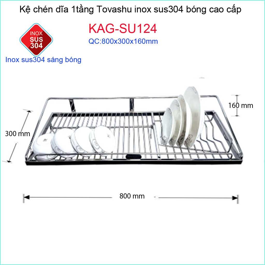 Kệ úp chén dĩa 1 tầng 800,  kệ chén dĩa inox 304 KAG-SU124