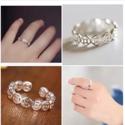 Nhẫn kim tiền free size bạc pa01