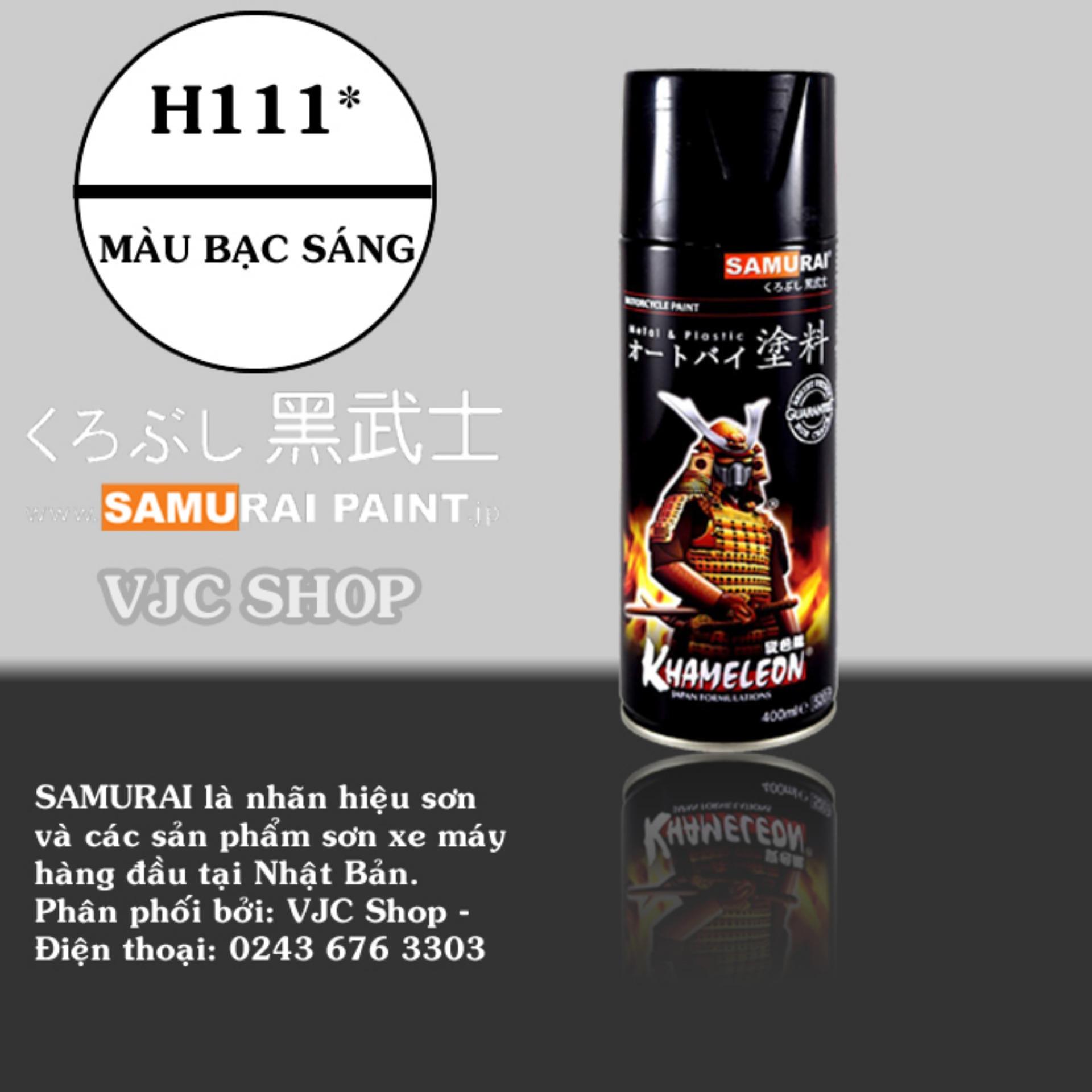 Chai sơn xịt sơn xe máy Samurai MÀU BẠC SÁNG Mã h111