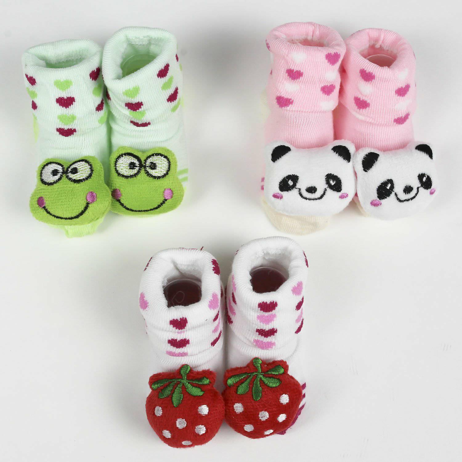 Set 2 đôi Tất sơ sinh hình con vật 3D ngộ nghĩnh cho bé trai, bé gái từ 0-3 tháng, giao ngẫu nhiên